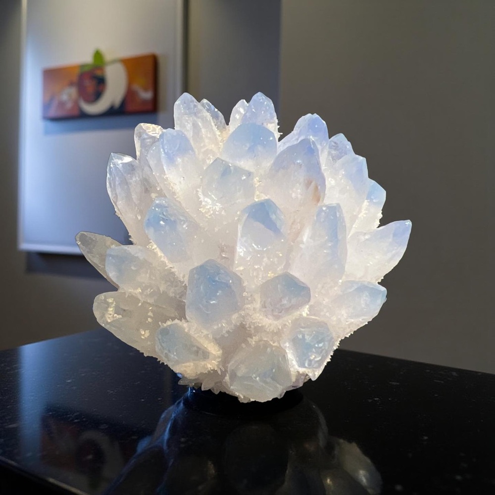 Aura Quartz With Blue Tips White Crystal Cluster Decor